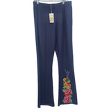 JOHNNY WAS EMBROIDERED PANTS NAVY L