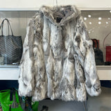 A LANDAU RABBIT OUTERWEAR GRAY S