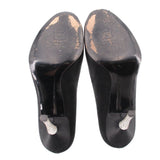STUART WEITZMAN SATIN PEEP TOE RHINESTONE HEELS BLACK 8.5 US