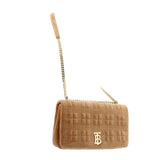 BURBERRY LOLA QUILTED VELVET CROSSBODYS TAN