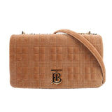 BURBERRY LOLA QUILTED VELVET CROSSBODYS TAN