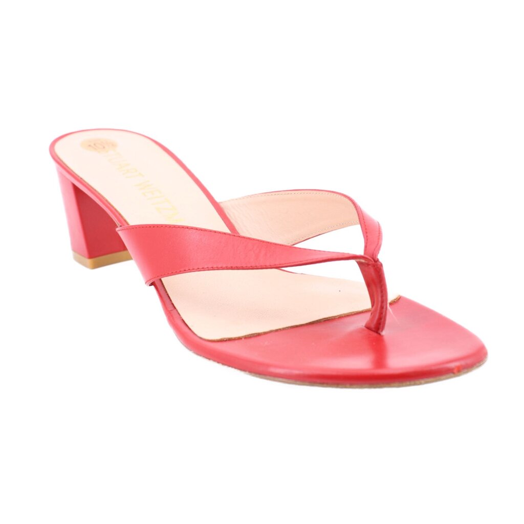 STUART WEITZMAN LEATHER BLOCK HEEL SANDALS RED 10.5 US – The