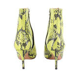 SCHUTZ BETTE SNAKE PRINT ANKLE BOOTIES LIME 6.5 US