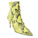 SCHUTZ BETTE SNAKE PRINT ANKLE BOOTIES LIME 6.5 US