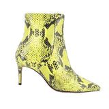 SCHUTZ BETTE SNAKE PRINT ANKLE BOOTIES LIME 6.5 US