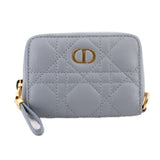 DIOR GRAINED CALFSKIN SUPPLE CANNAGE WALLETS BLUE