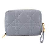 DIOR GRAINED CALFSKIN SUPPLE CANNAGE WALLETS BLUE