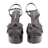SAINT LAUARENT LEATHER PLATFORM HEELED SANDALS BLACK 39.5 EU | 9 US
