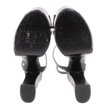 SAINT LAUARENT LEATHER PLATFORM HEELED SANDALS BLACK 39.5 EU | 9 US