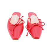 MANOLO BLAHNIK LAMBSKIN BOW BALLERINA MULE FLATS RED 39 EU | 8 US