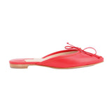 MANOLO BLAHNIK LAMBSKIN BOW BALLERINA MULE FLATS RED 39 EU | 8 US