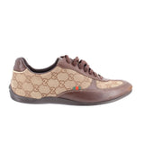 GUCCI WOMEN'S SLIM GG SNEAKERS TAN 37.5 EU | 8 US