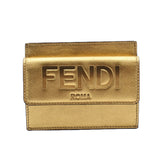 FENDI LEATHER CARD CASE WALLETS GOLD