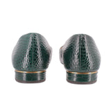 TORY BURCH GIGI CROC EMBOSSED FLATS GREEN 8 US
