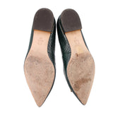TORY BURCH GIGI CROC EMBOSSED FLATS GREEN 8 US