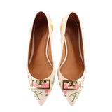 TORY BURCH GIGI EMBROIDERED HEELS CREAM 8 US