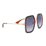 GUCCI SQUARE FRAME SUNGLASSES RED/GREEN