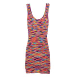 STAUD GARDENIA MELANGE KNIT MINI DRESSES RAINBOW XS