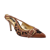 DOLCE & GABBANA SLINGBACK HEELS LEOPARD 37.5 | 7.5