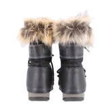 MOON BOOT MONACO FAUX FUR TRIM BOOTS BLACK 7 US