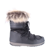 MOON BOOT MONACO FAUX FUR TRIM BOOTS BLACK 7 US