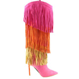NINE WEST FRINGE BOOTS PINK 8.5 US