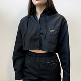 PRADA CROPPED JACKETS BLACK S | 38