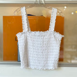 VERONICA B SMOCKED TOPS WHITE L