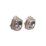 DAVID YURMAN STERLING SILVER PRASIOLITE & DIAMOND EARRINGS