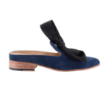 ESQUIVEL SUEDE MULE WITH BOW FLATS NAVY 7 US
