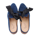 ESQUIVEL SUEDE MULE WITH BOW FLATS NAVY 7 US