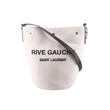 SAINT LAURENT RIVE GAUCHE CANVAS BUCKET CROSSBODYS WHITE