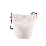 SAINT LAURENT RIVE GAUCHE CANVAS BUCKET CROSSBODYS WHITE