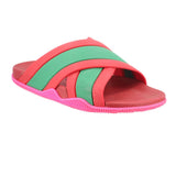 GUCCI WEB STRIPE SLIDE SANDALS RED 38 EU | 8 US