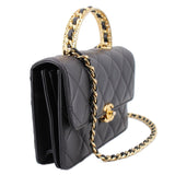 CHANEL TOP HANDLE FLAP CROSSBODYS BLACK