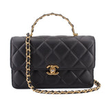 CHANEL TOP HANDLE FLAP CROSSBODYS BLACK