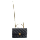 CHANEL TOP HANDLE FLAP CROSSBODYS BLACK