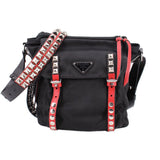 PRADA VELA STUDDED CROSSBODYS BLACK