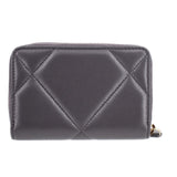 CHANEL LAMBSKIN QUILTED CHANEL 19 ZIPPED COIN WALLETS GRAY