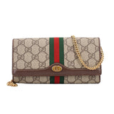 GUCCI OPHIDIA WALLET ON A CHAIN CROSSBODYS BROWN