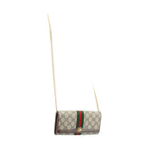 GUCCI OPHIDIA WALLET ON A CHAIN CROSSBODYS BROWN