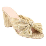 LOEFFLER RANDALL PENNY PLEATED BOW HEELS GOLD 8 US