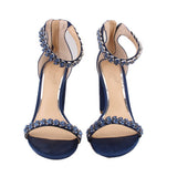 JEWEL BADGLEY MISCHKA MAYRA EMBELLISHED ANKLE STRAP SANDALS BLUE 8 US