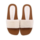 STUART WEITZMAN NATURAL SHEEP SHEARLING CAMMY SANDALS CREAM 7.5 US