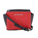 MICHAEL KORS SELMA MINI CROSSGRAIN LEATHER CROSSBODYS RED/BLACK