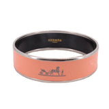 HERMES ENAMEL PLATED CUFF BRACELETS SALMON