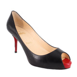 CHRISTIAN LOUBOUTIN PEEP TOE HEELS BLACK 39 EU | 8 US