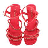 CHANEL CHAIN STRAP SANDALS PINK 39 EU | 8 US