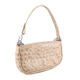 BY FAR MINI RACHEL CROC EMBOSSED SHOULDER BAGS TAN