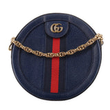 GUCCI OPHIDIA LEATHER ROUND CROSSBODYS BLUE